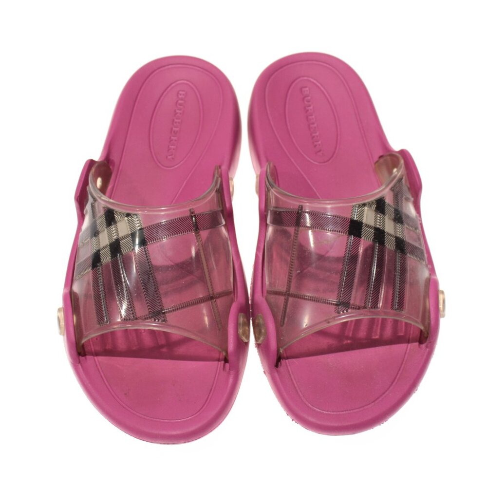 Burberry Pre-Owned Slides / Slip On Sandals Size 40 US 10 Pink / Black / Clear